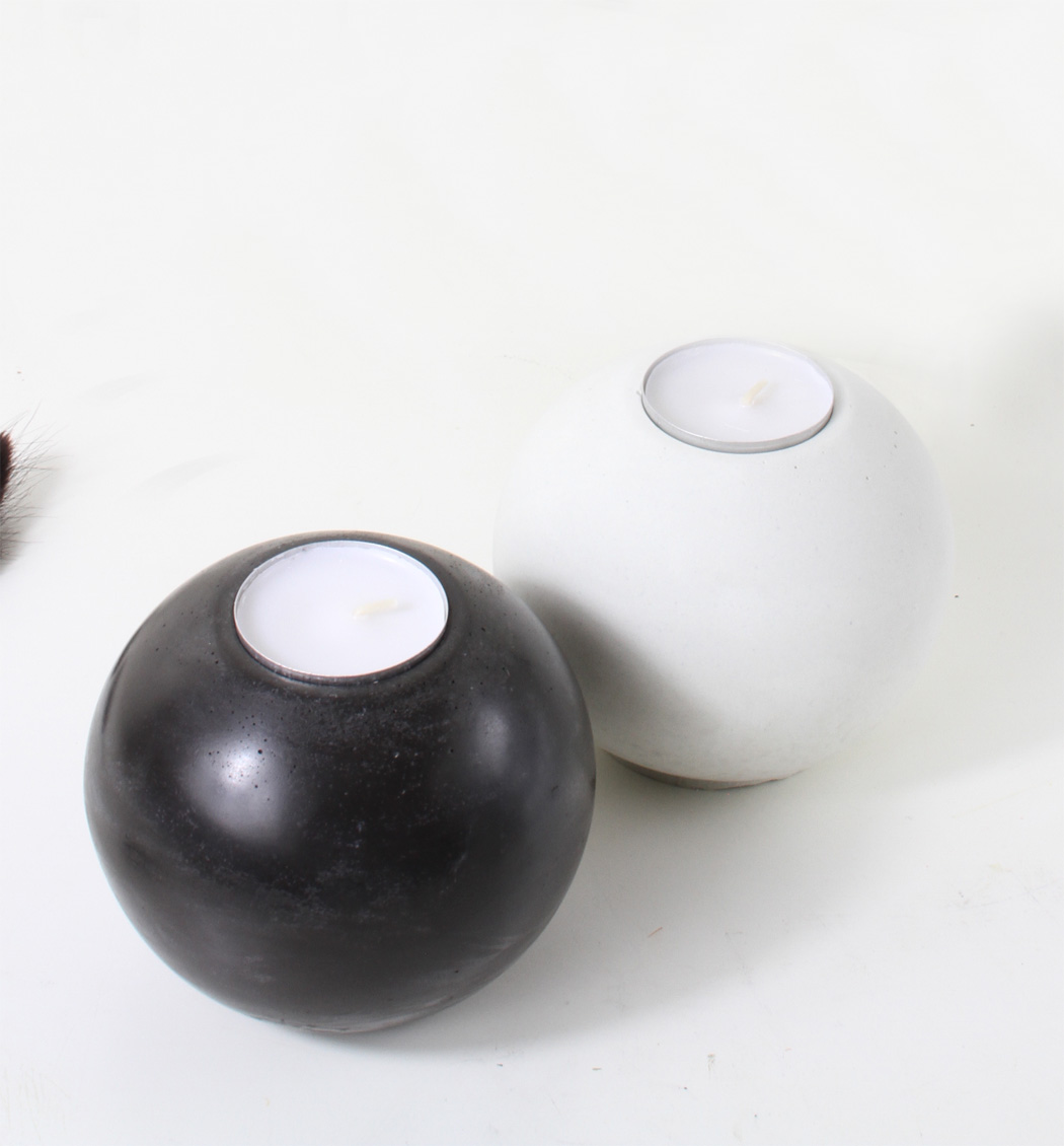 Teelichthalter Kugel aus Beton – Bild 4