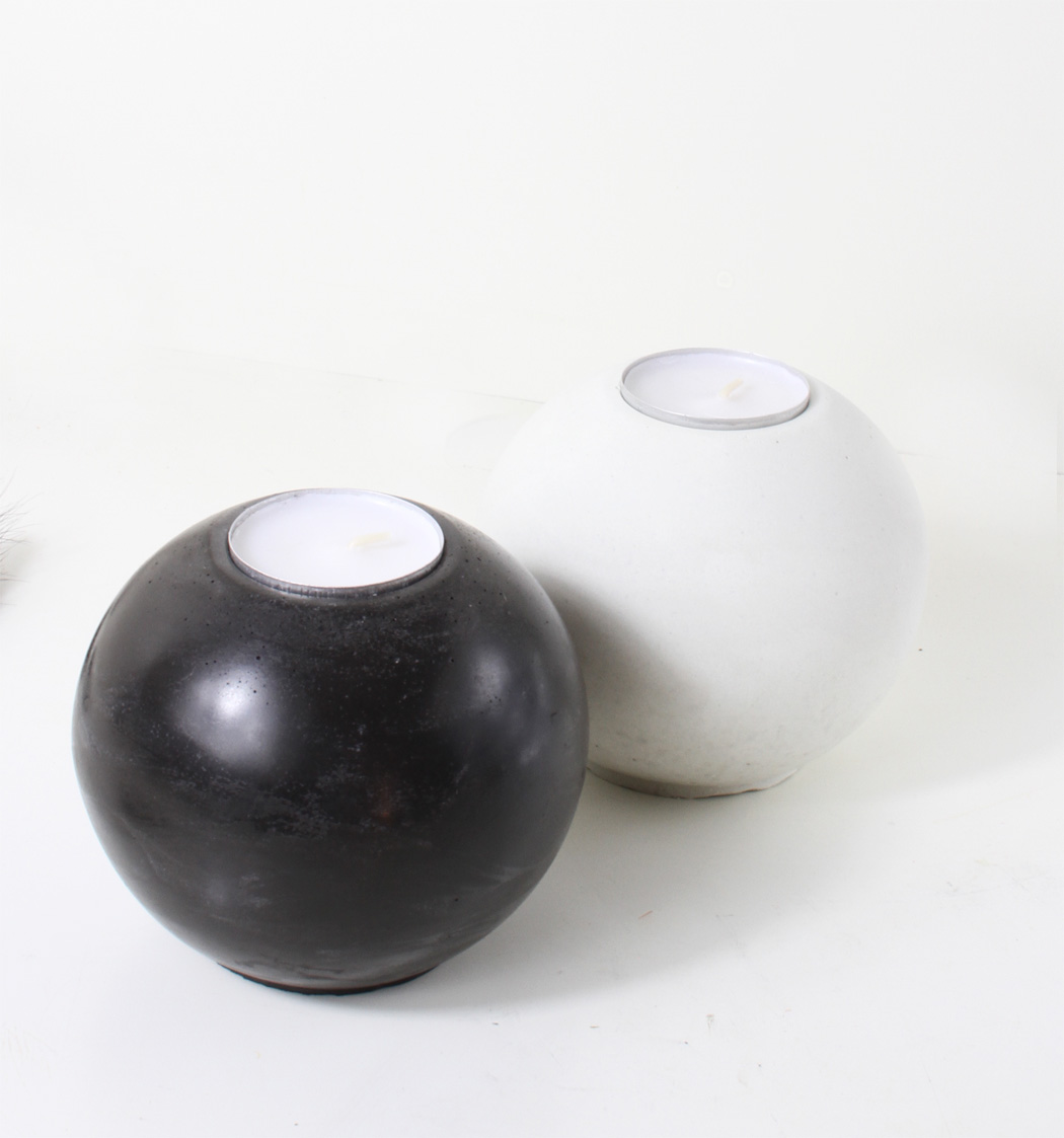 Teelichthalter Kugel aus Beton – Bild 5