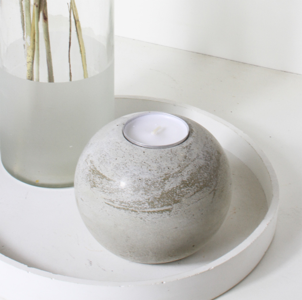 Teelichthalter Kugel aus Beton – Bild 8