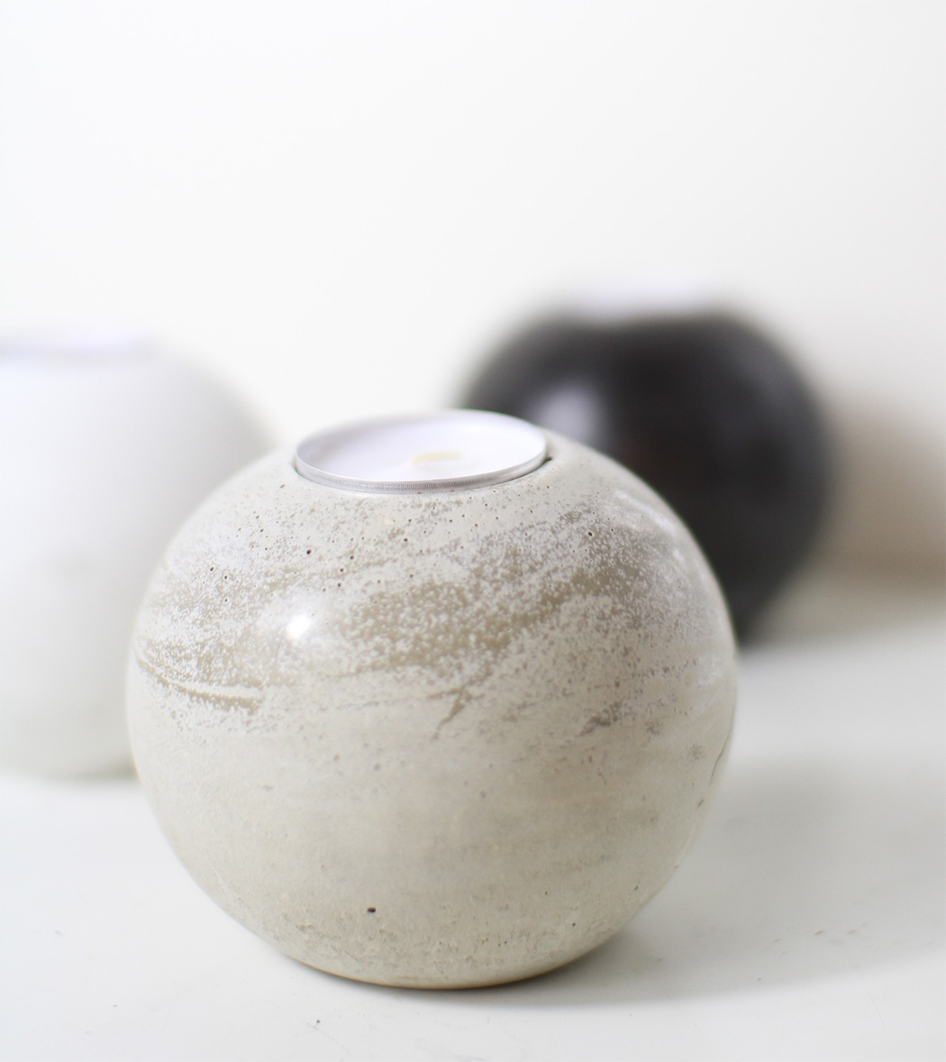 Teelichthalter Kugel aus Beton