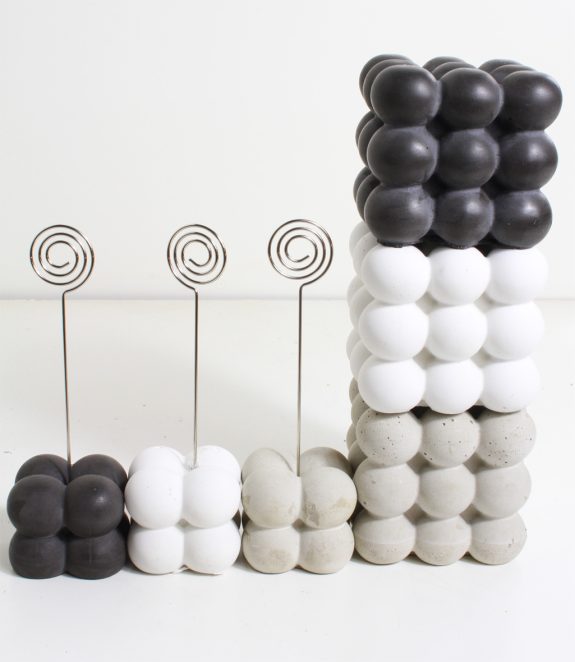 SET ! Bubble Würfel 6cm und kleiner Würfel mit Fotoclip, Bubble Beton