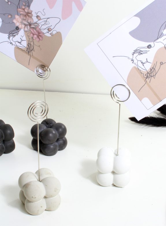 Bubble Würfel Fotoclip, Kartenhalter Deko aus Beton